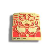 golden square metal fridge magnet with logo custom for promotion fridge accessary